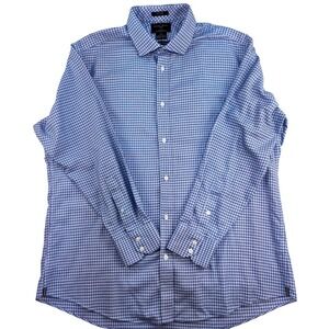 Black Brown 1826 Mens Dress Shirt 18 34/35 Slim Fit Non Iron Blue Pattern